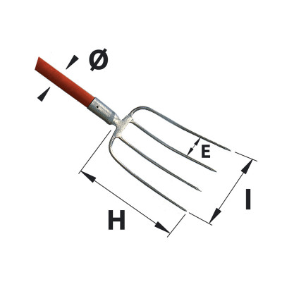 MERMIER Fourche à fumier 4 dents 30cm avec manche longueur 130cm Ø38mm