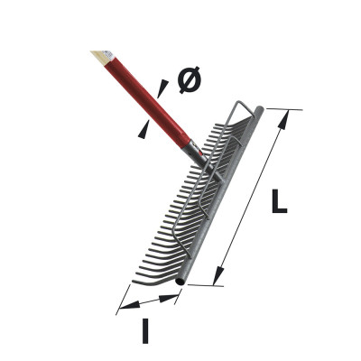 MERMIER Rateau à gazon 32 dents avec manche longueur 150cm Ø29mm