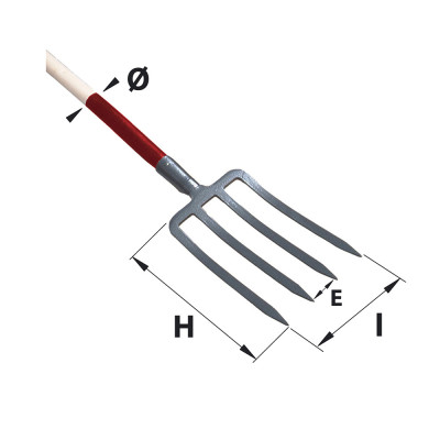 MERMIER Fourche à bécher Paris 4 dents avec manche longueur 100cm Ø32mm