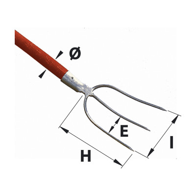 MERMIER Fourche à foin 3 dents avec manche longueur 130cm Ø37mm
