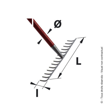 MERMIER Rateau renforcé 14 dents cintrées avec manche longueur 150cm Ø28mm