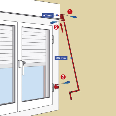 AFBAT Kit manivelle complet pour volet roulant longueur 1100mm Ø12 - 6 pans 7mm