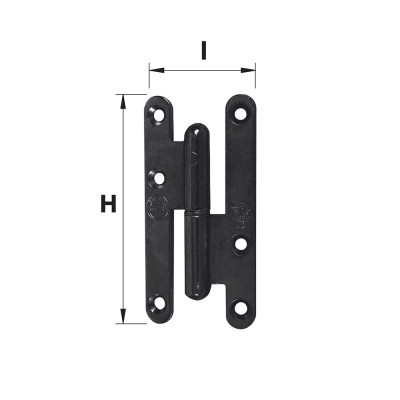 AFBAT Paumelle bois bout rond 110x55 modèle gauche époxy noir