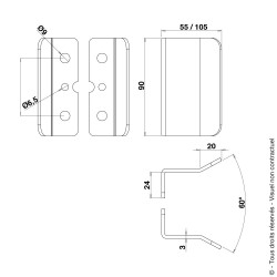U de réception pour boîtier 4 points de fixation en Aluminium