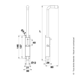 Verrou baïonnette en Inox pour portail battant Verrou baïonnette en Inox pour portail battant