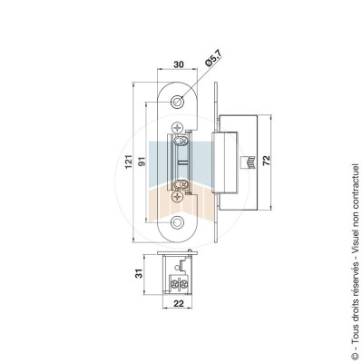 PORTAC Gâche électrique réversible à encaster pour portillon IP65