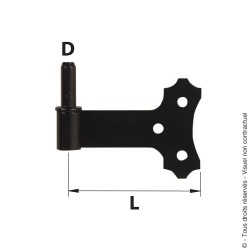 Gond à plaquer déco 3TR axe amovible D14 noir