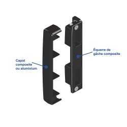 PORTAC Gâche de serrure en applique à pêne rentrant avec capot composite