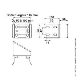 Boîtier en Aluminium quatre points de fixation avec U pour serrure de portail coulissant à encastrer, en applique Boîtier en Aluminium quatre points de fixation avec U pour serrure de portail coulissant à encastrer, en applique
