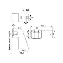 PORTAC Boîtier V de réception en applique en Aluminium avec gâche pour serrure de portail coulissant en applique