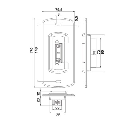 PORTAC Gâche électrique réversible en applique pour portillon IP65 PORTAC Gâche électrique réversible en applique pour portillon IP65