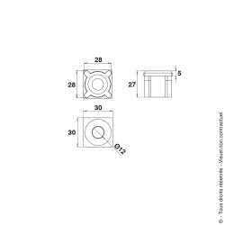 Embout percé 30x30 pour tubes épaisseur 1,2 ou 1,5 Embout percé 30x30 pour tubes épaisseur 1,2 ou 1,5