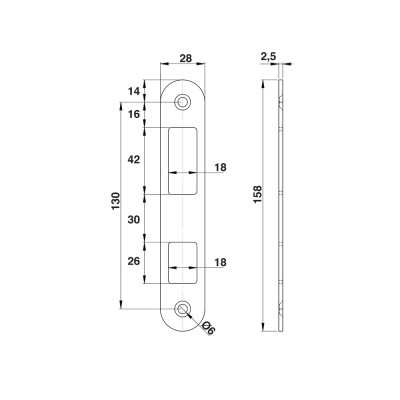 PORTAC Gâche en Inox pour serrure à crochet de portail coulissant à encaster et en applique