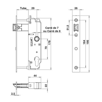 PORTAC Serrure multifonction derrière le cadre