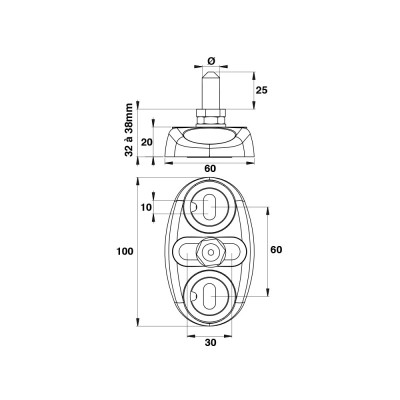 Crapaudine en inox antiglissement avec cache-vis pour portail battant.