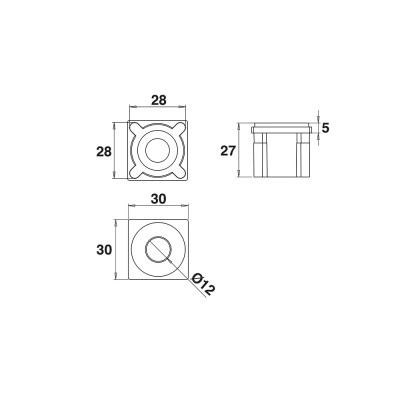 PORTAC EMBOUT 30X30 P/TUBE EP.1,2 PERCE 12,2