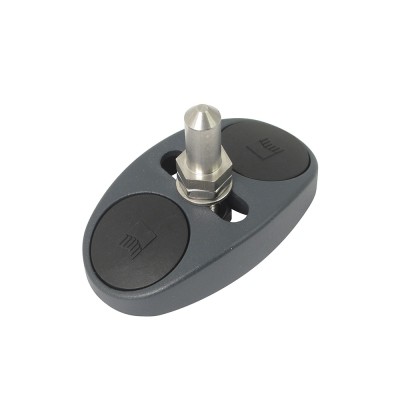 Crapaudine en inox antiglissement avec cache-vis pour portail battant.