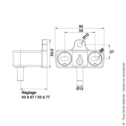 Gond à visser multiréglage deux points + sécurité en Cupro-aluminium Gond à visser multiréglage deux points + sécurité en Cupro-aluminium